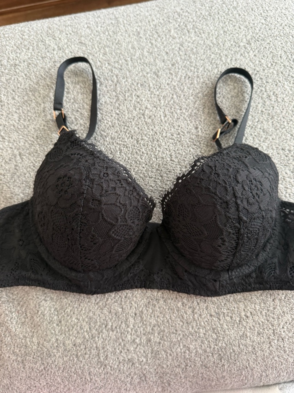 aerie Black Lace Underwire Push-Up Bra
